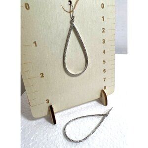 925 Silver Teardrop Dangle Earrings With Cubic Zirconia Drop 2.25" For Women